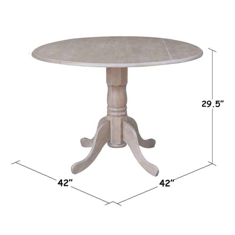 Round Pedestal Base Solid Wood 42-inch Drop-leaf Dining Table