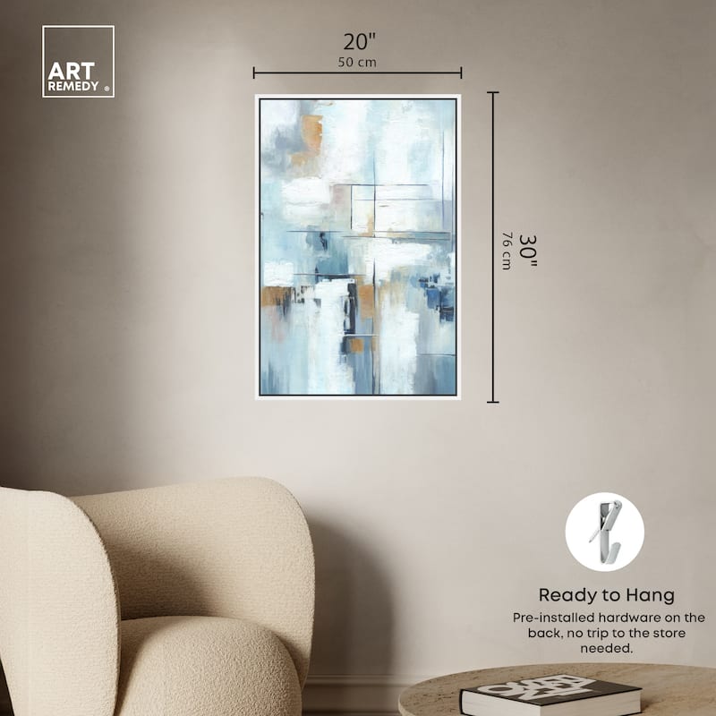 Art Remedy House Of Lines Ii Framed Blue Abstract 1 Piece Canvas Wall Art
