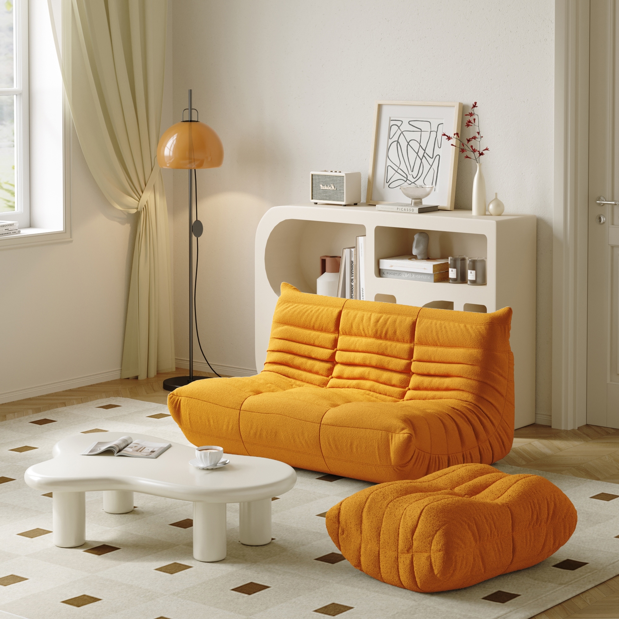 Comfy Lazy Floor Sofa Couch with Ottoman
