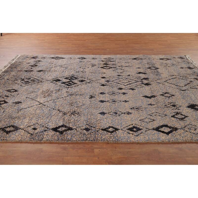Geometric Moroccan Oriental Area Rug Handmade Wool Carpet - 7'2" x 10'6"