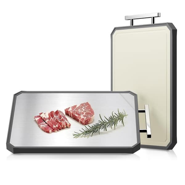 slide 2 of 7, Double Sided Stainless Steel Cutting Board for Kitchen