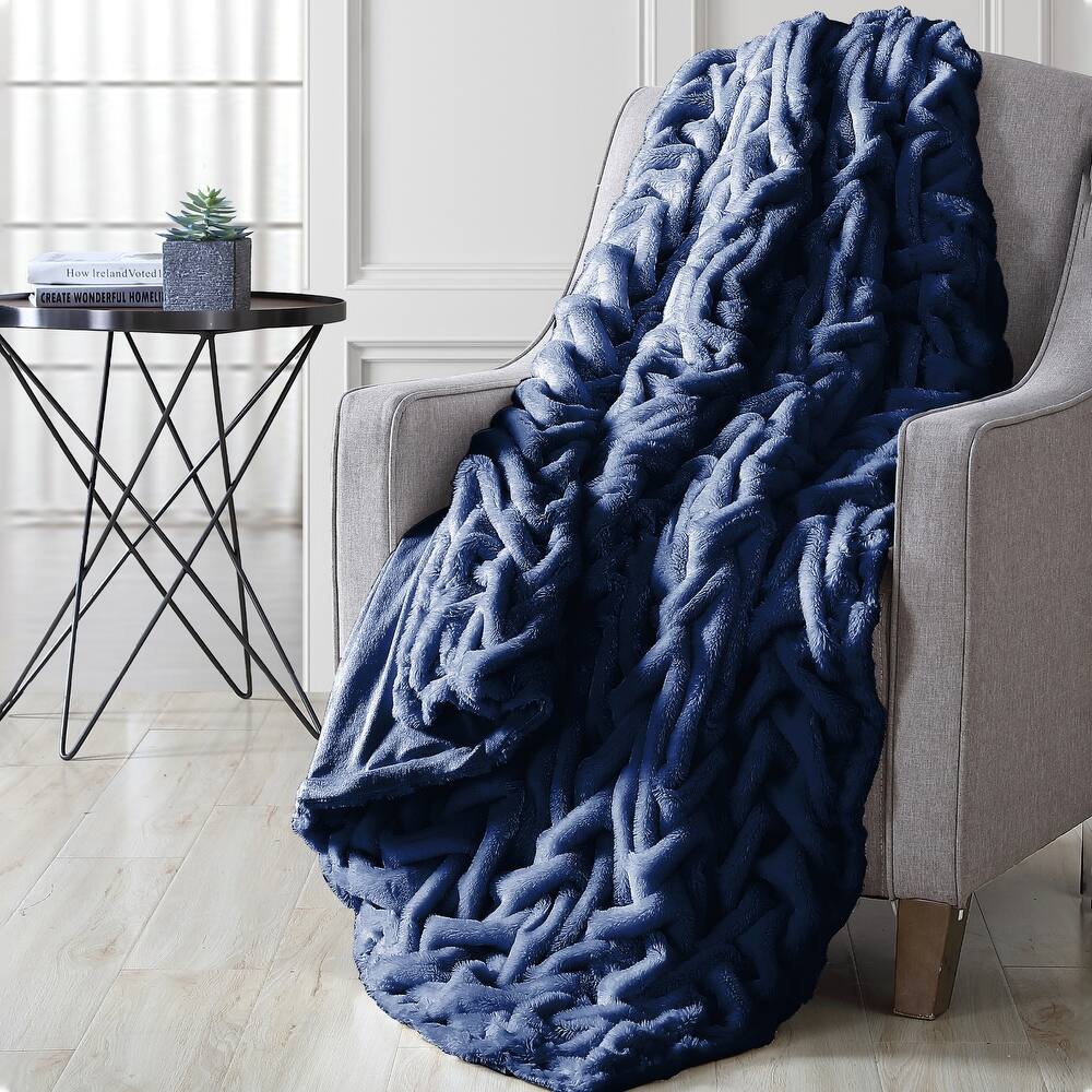 Modern Threads Faux Fur Braided Reverse To Flannel Throw - 50" x 60"
