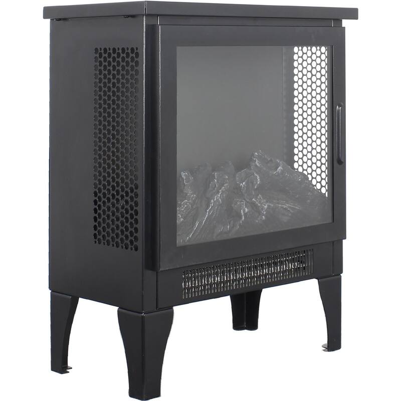 Compact 15-Inch Electric Infrared Quartz Fireplace Stove with 3D Flame Effect, Portable, 5000 BTU, Overheat Protection