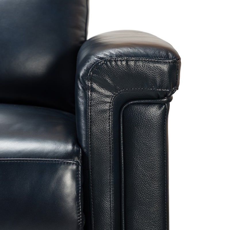 Alicia 34.65" Wide Contemporary Classic Genuine Leather Power Recliner With USB Port, Set of 2