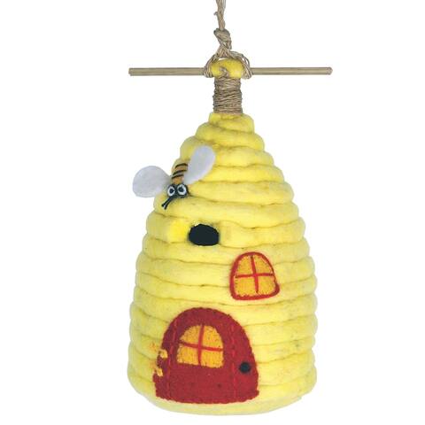 Handmade Wild Woolies Honey Bee House Felt Birdhouse - (Nepal) -