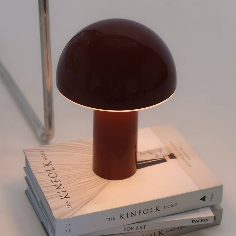 Brightech Celia LED Glossy Modern Round Dome Dimmable Cordless Portable Rechargeable Bedside Nightstand Desk Lamp