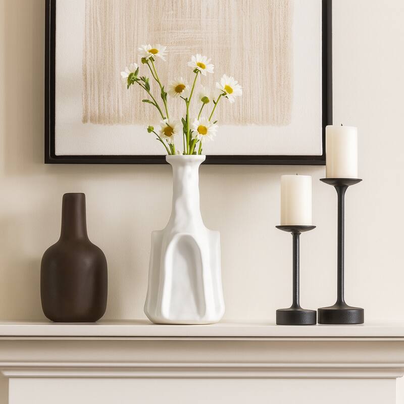 Stoneware Vase Sleek Modern Decorative for Fresh Flowers Accent
