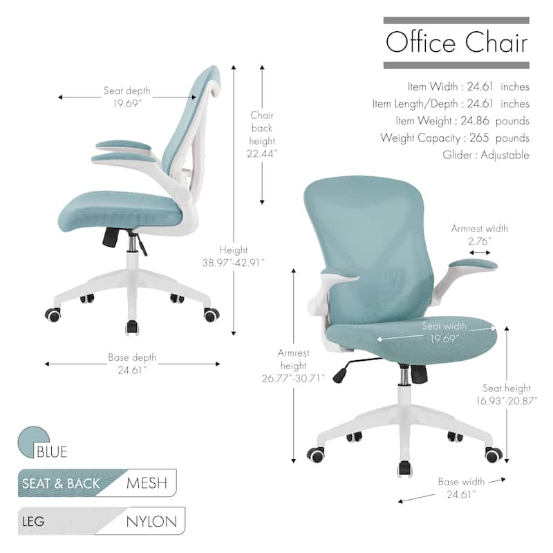 Porthos Home Cole Ergonomic Mesh Office Chair with Nylon Base and Tilt Mechanism