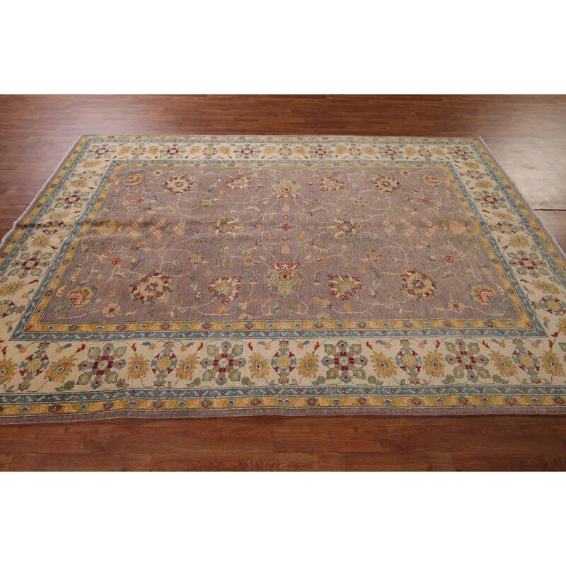 Floral Oushak Oriental Area Rug Handmade Wool Carpet - 6'5" x 9'5"