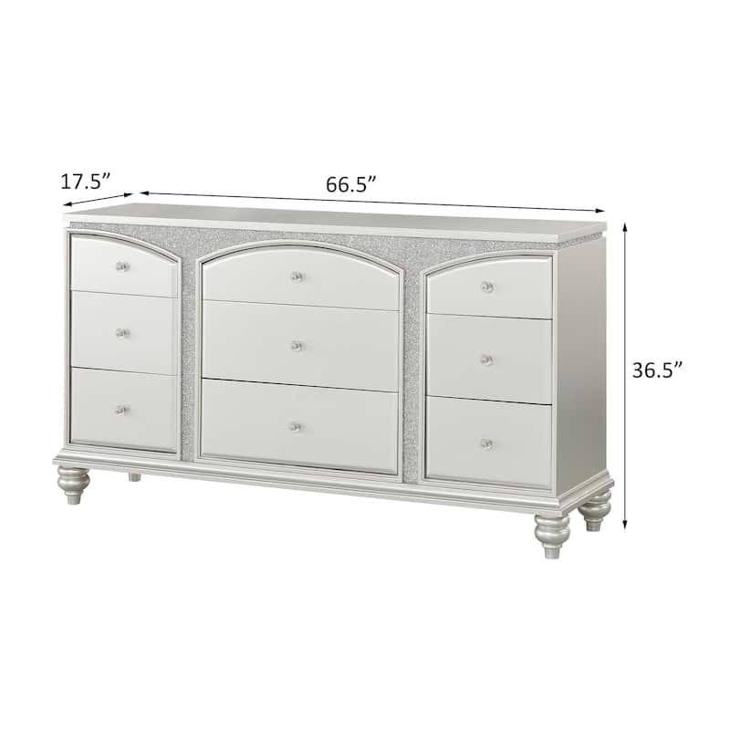 Clarke Platinum 9-Drawer Dresser