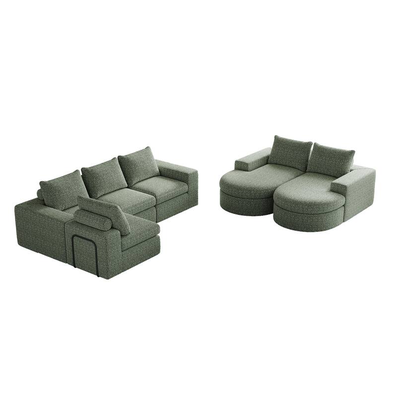 Roomfitters 99" Modern Chenille Cloud Curved Sectional Sofa with Chaise, L-Shaped Couch, for Living Room or Apartment