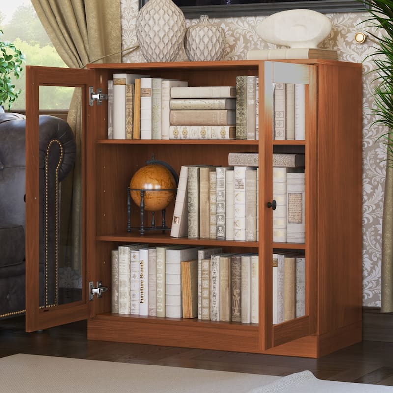 100% Solid Wood 3-shelf Bookcase with Optional Doors by Palace Imports