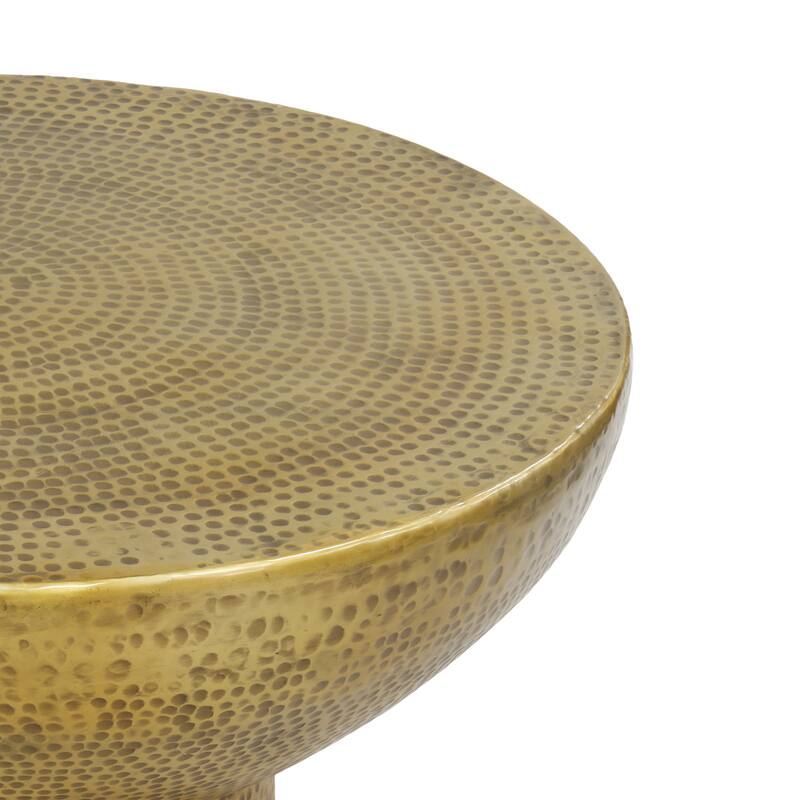 Orion Coffee Table | 32 Inch Round Martini Glass Shape |Hammered Antique Brass Finish