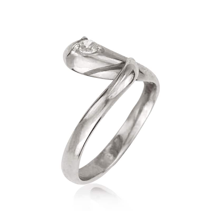 Curata Solid 10K Yellow or White Gold Adjustable Cubic Zirconia Snake Toe Ring