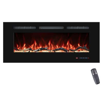 Electric Fireplace Inserts, Wall Mounted with 13 Flame Colors, Thermostat in Black