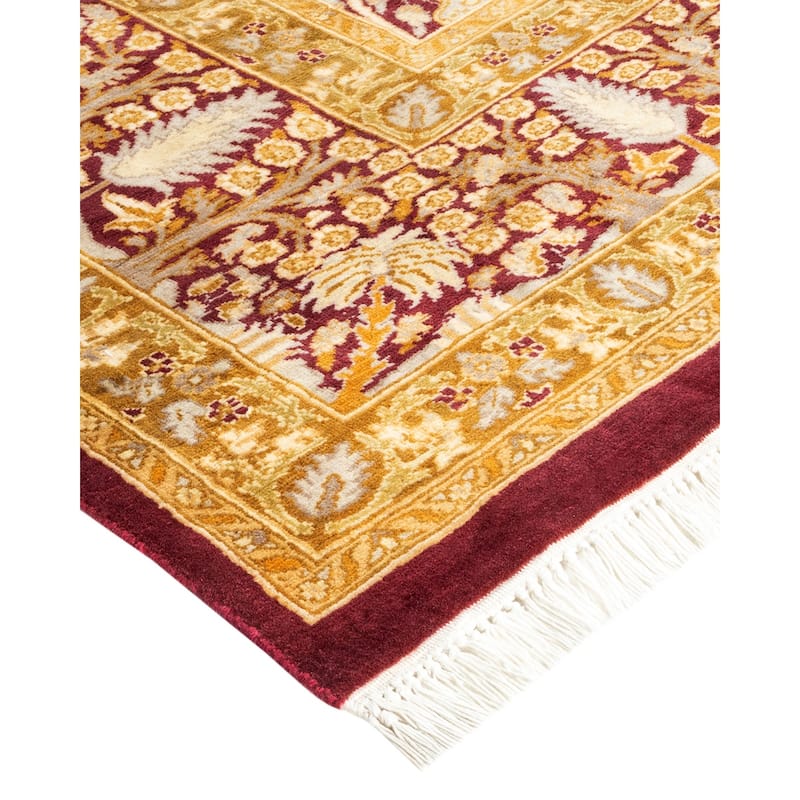 Overton Handknotted Wool Traditional Oriental Purple Area Rug - 8' x 10'