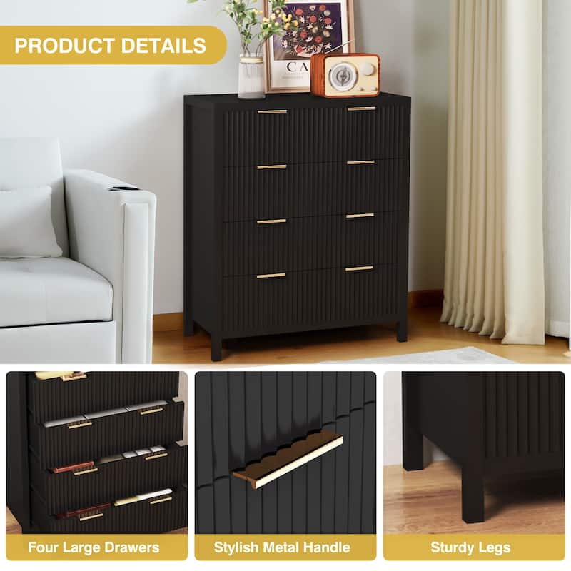Wooden 4-Drawer Storage Cabinet Dresser
