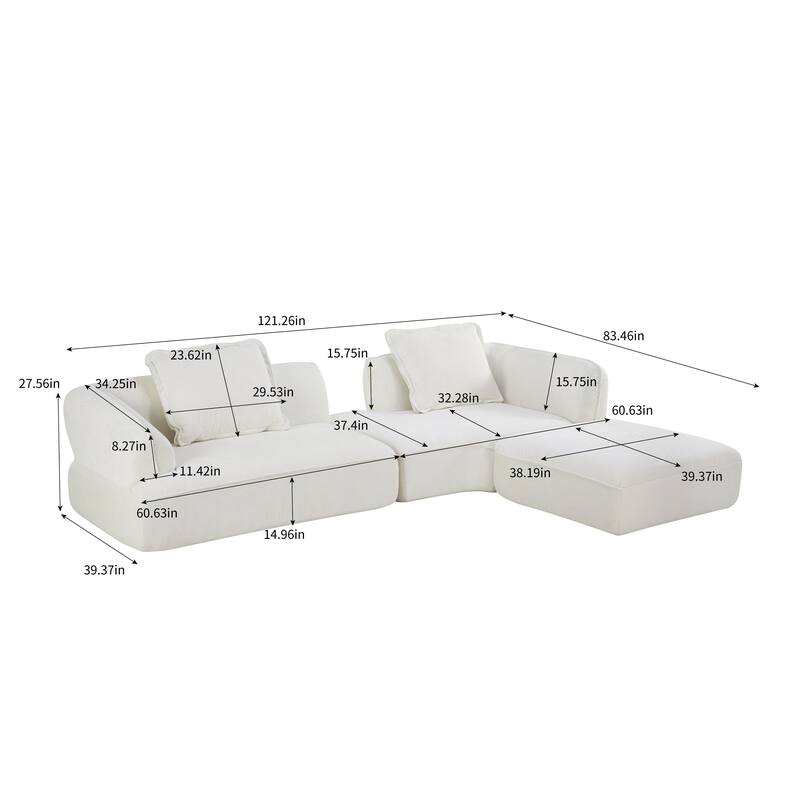 Christopher Knight Home - Modern Upholstered Sectional Sofa with Curved Silhouette