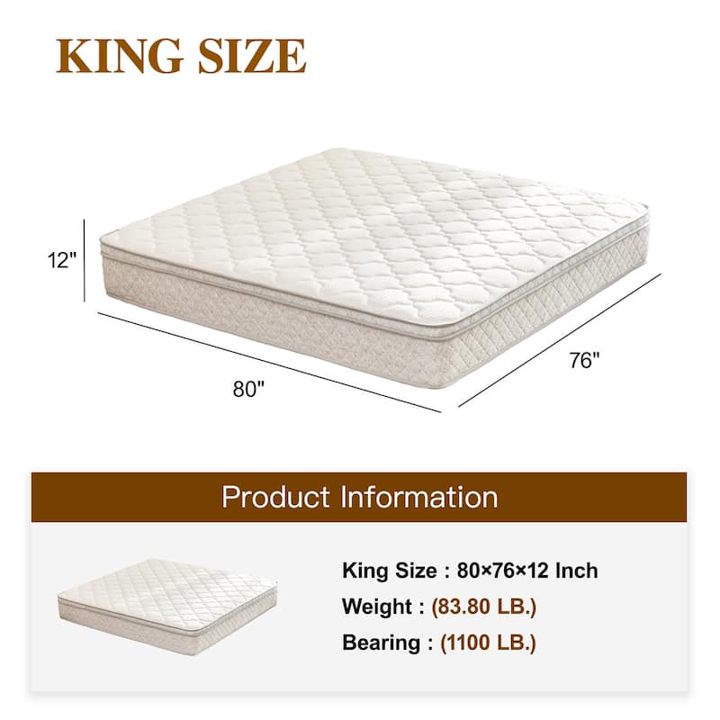 King Size Mattress 12 Inch Hybrid in a Box with Memory Foam and Pocket Spring for Pressure Relief