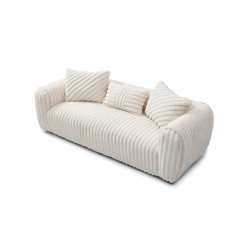 Cancun 94 in. Pillow Top Arm Polyester Straight Sofa in White