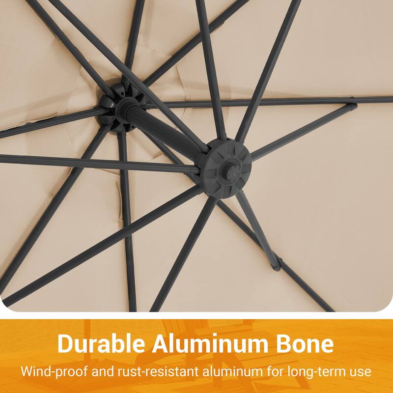 10 ft Steel Crank-lift Cantilever Umbrella With Weighted Base