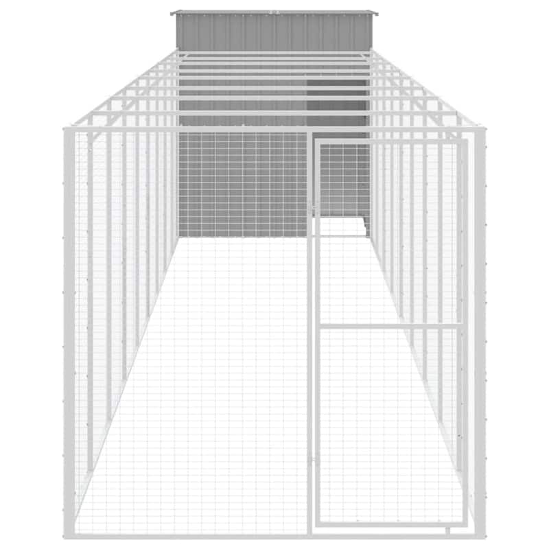 vidaXL Dog House Outdoor Dog Kennel Crate Shelter with Run Galvanized Steel