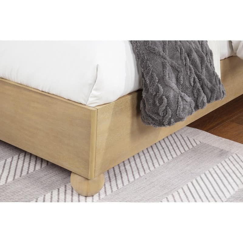 Modern Minimalist Light Oak Finish Eastern King Size Wooden Platform Bed with Fluted Panels Headboard