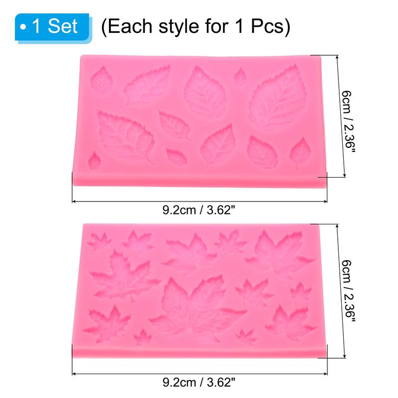 2pcs Polymer Clay Mold, Fondant Mold Maple Leaf Mold Silicone - Pink