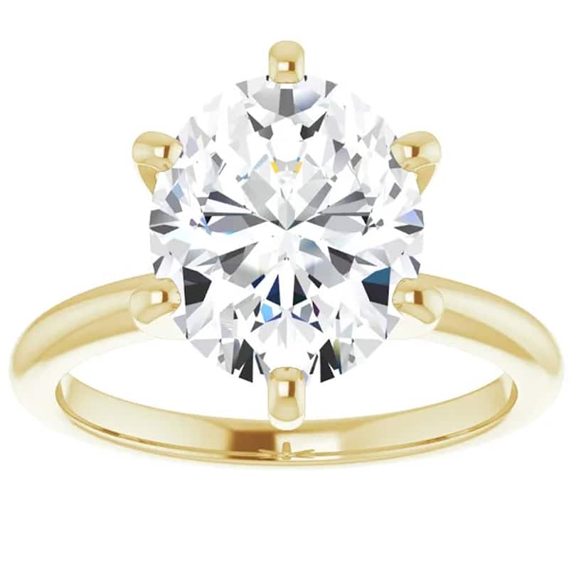 Bliss Diamond 3 Ct Oval Moissanite Solitaire Engagement Ring Yellow Gold - 4