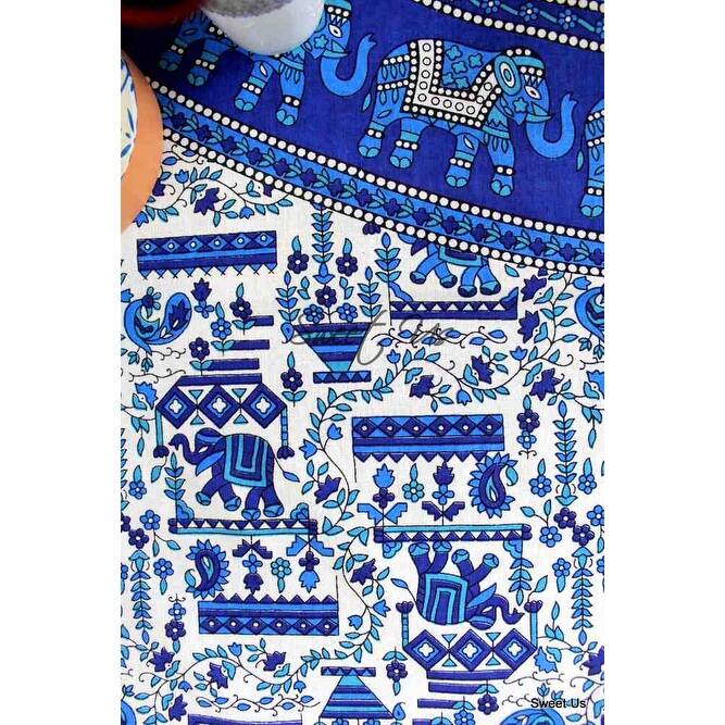 Cotton Elephant Floral Kingdom Tablecloth Rectangle