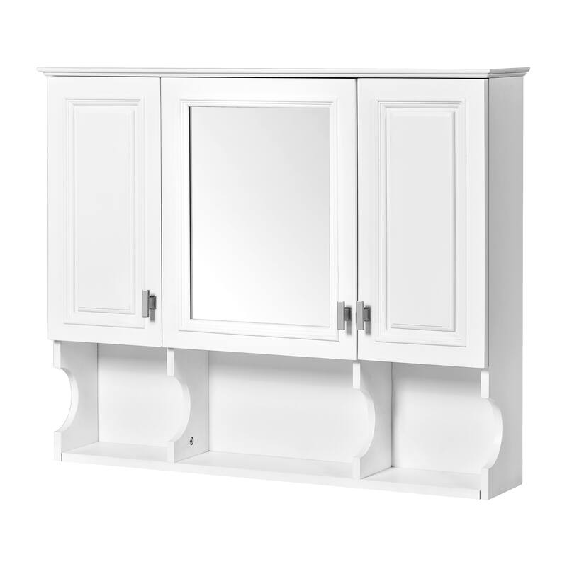 GDFStudio - Rivermont Modern Wall Mounted Bathroom Medicine Cabinet with Mirror and Open Shelves - 35'' x 28''