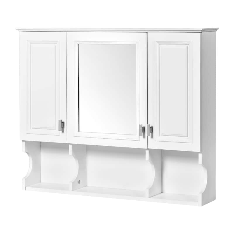 Roomfitters 35"x28" Wall Mounted Medicine Cabinet, Bathroom Mirror Cabinet with Open Shelves, Modern Storage Design
