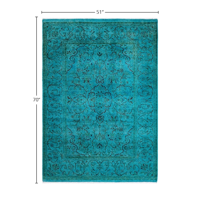Contemporary Overdyed Wool Hand Knotted Area Rug - 4' 3" x 5' 10"