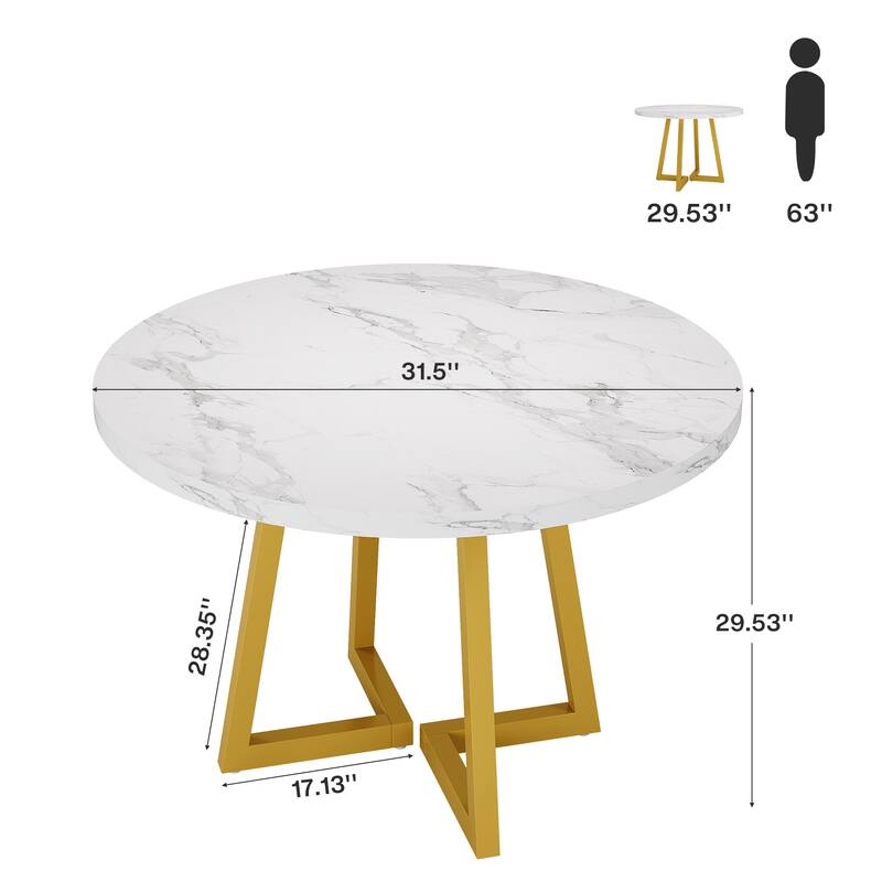 31.5" Round Dining Table for 2, Industrial Dinner Kitchen Table