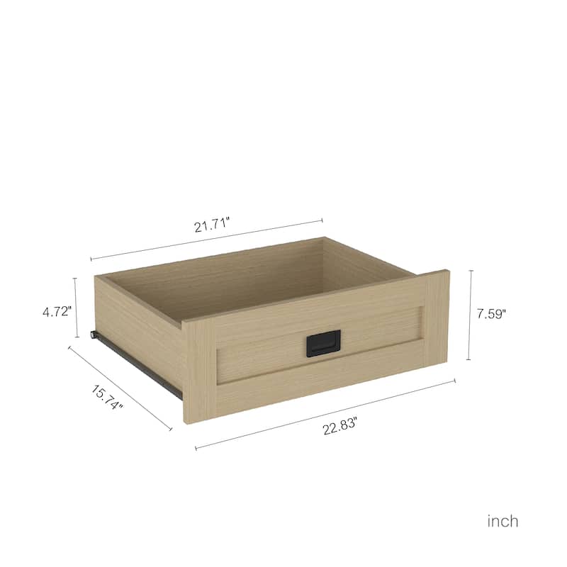 Natural Wood Tall Bedroom Armoire Wardrobe Storage Closet Clothing Storage Cabinet with Hanging Rod and Drawers