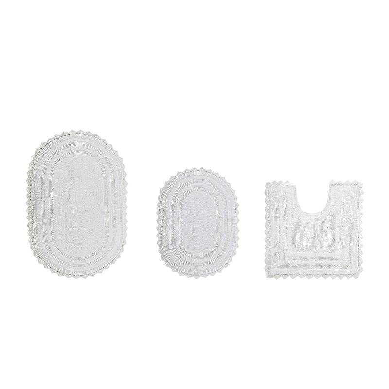 Better Trends Bath Rugs Set 100% Cotton Soft & Water Absorbent Tufted Bathroom Rug for Shower, Sink Bath Mats Lilly Crochet - 3 Piece Set (17" x 24" | 20" x 20" | 20" x 32") - White
