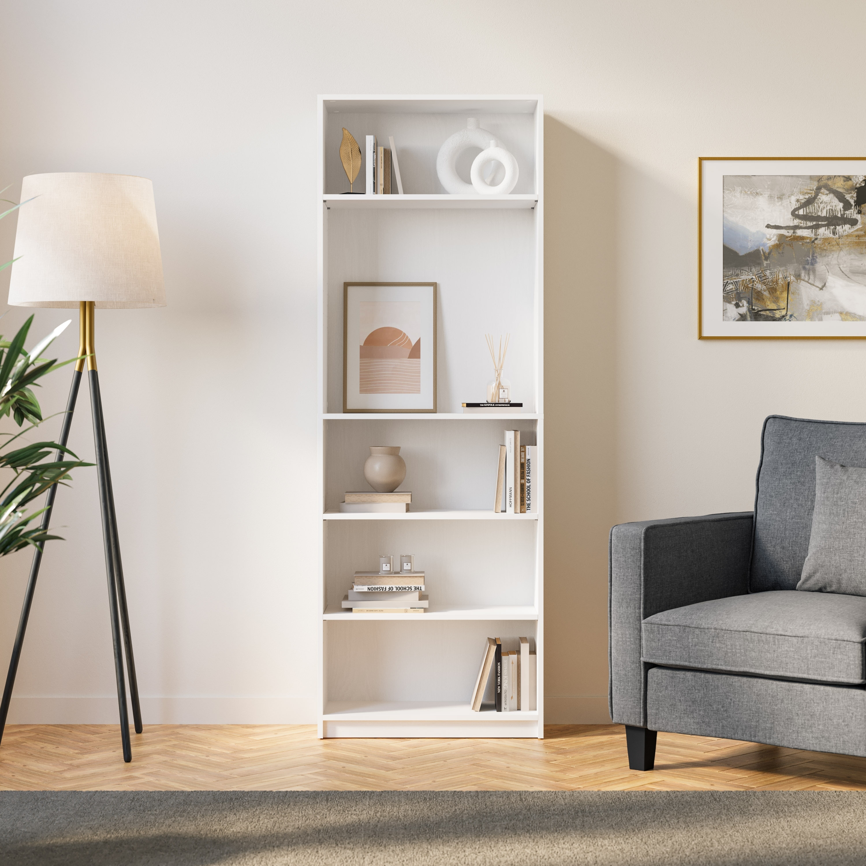 Teo 5-Tier Adjustable Bookshelf