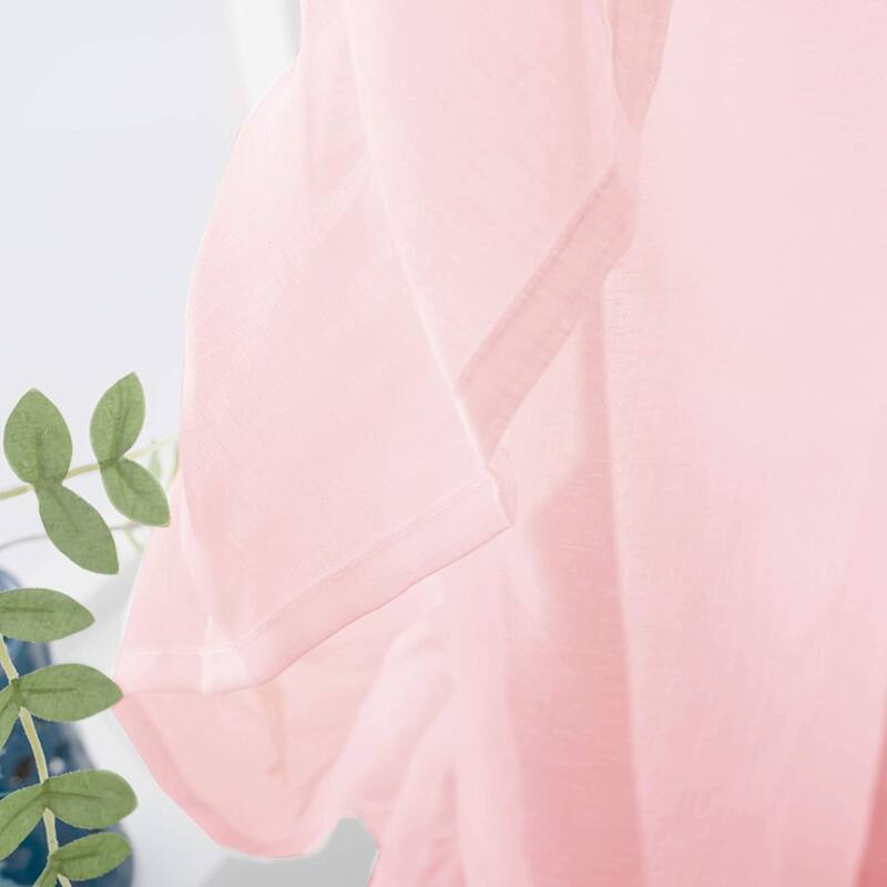 DriftAway Sophie Solid Sheer White Voile Window Curtains Ruffle Edge Rod Pocket 2 Panels