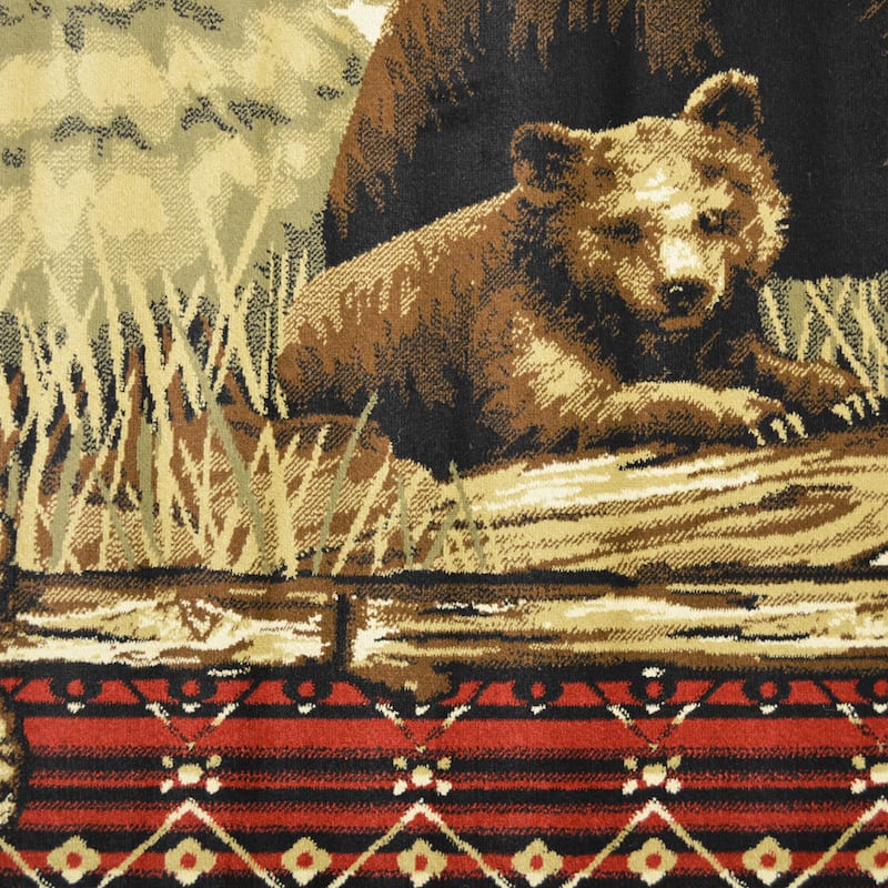 Lodge King Grizzly Gap Rustic Bear Area Rug