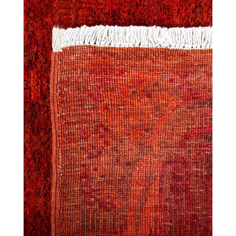 Overton Hand Knotted Wool Vintage Inspired Modern Contemporary Overdyed Orange Area Rug - 7' 10" x 10' 4"