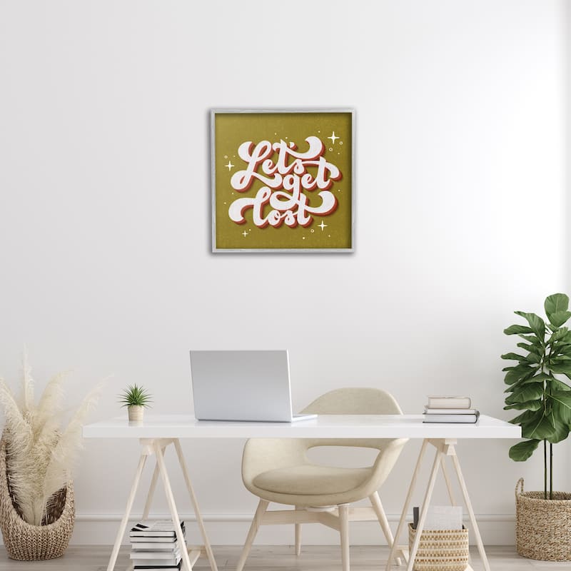 Stupell Let's Get Lost Retro Lettering Framed Giclee Art Design By Sarah Hickman