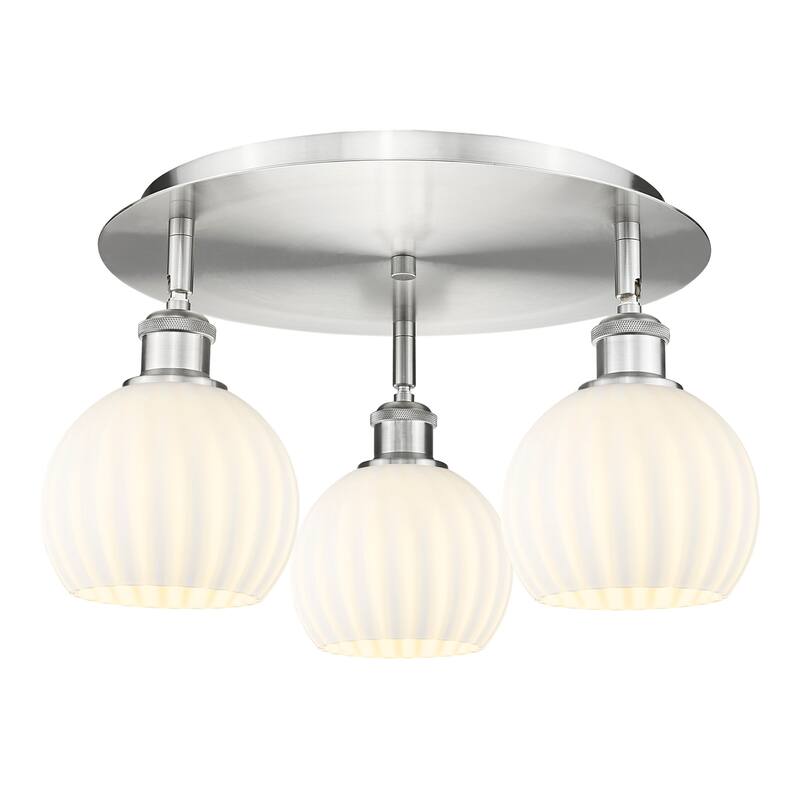 Innovations Lighting 516-3C-9-18-White Venetian-Indoor Ceiling Fixture - Satin Nickel / White Venetian