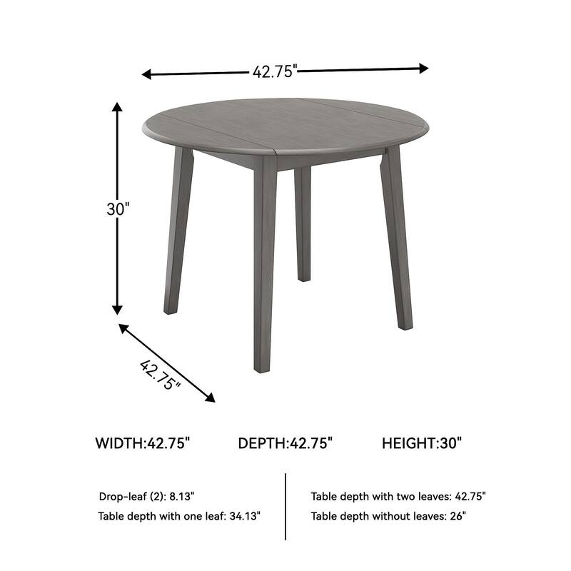 Signature Design by Ashley Shullden Gray Round Drop Leaf Dining Table - 43"W x 43"D x 30"H