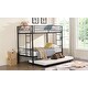 preview thumbnail 3 of 18, Modern Twin over Twin Metal Bunk Bed with Trundle and Ladder and Sturdy System for Adults Teens