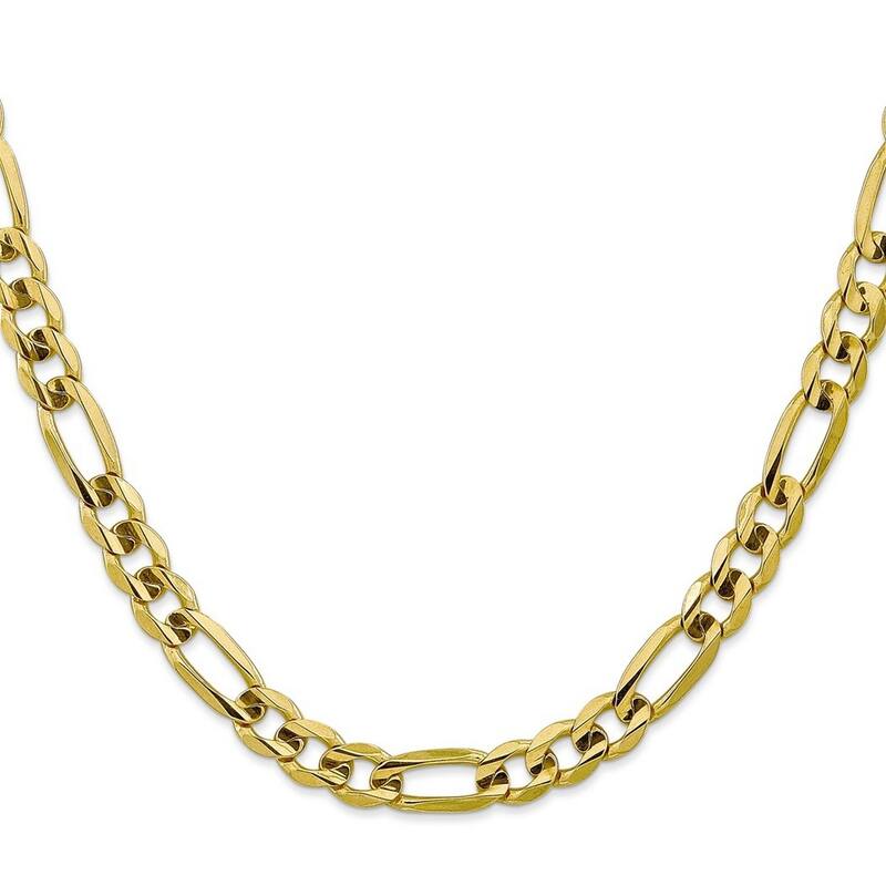 Curata 10k Yellow Gold 7.5mm Solid Polished Light Figaro Chain Bracelet