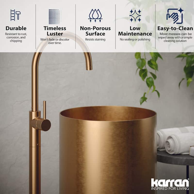 Karran USA CCP100 Cinox 15" Circular Stainless Steel Pedestal Bathroom