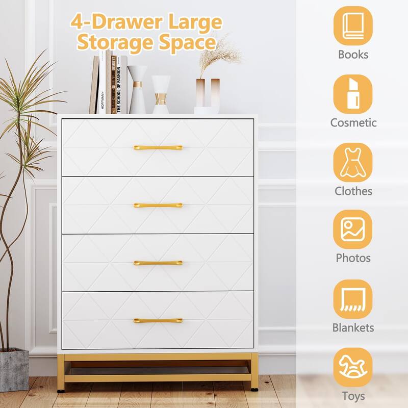 3/4 Drawer Wood Dresser for Bedroom, Modern Storage Chest for Closet