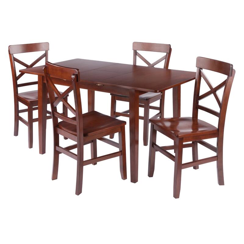 Darren 5-pc Set Dining Table w/X-Back Chairs Walnut Finish