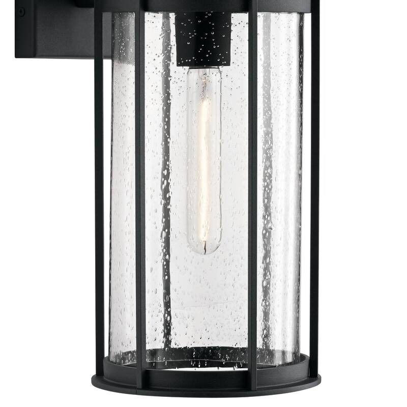 Kichler Camillo 18 Inch 1 Light Wall Light with Clear Seeded Glass in Black