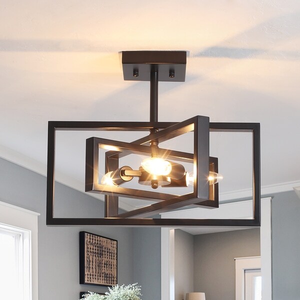 15.8 in. 3-Light Modern Farmhouse Semi-Flush Mount Ceiling 15.8 in. 3-Light Modern Farmhouse Semi-Flush Mount Ceiling